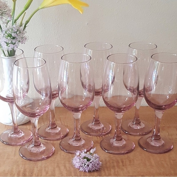 Vintage Libbey Premiere Blush Pink Wine Glasses - sold individually (each) - Picture 5 of 7